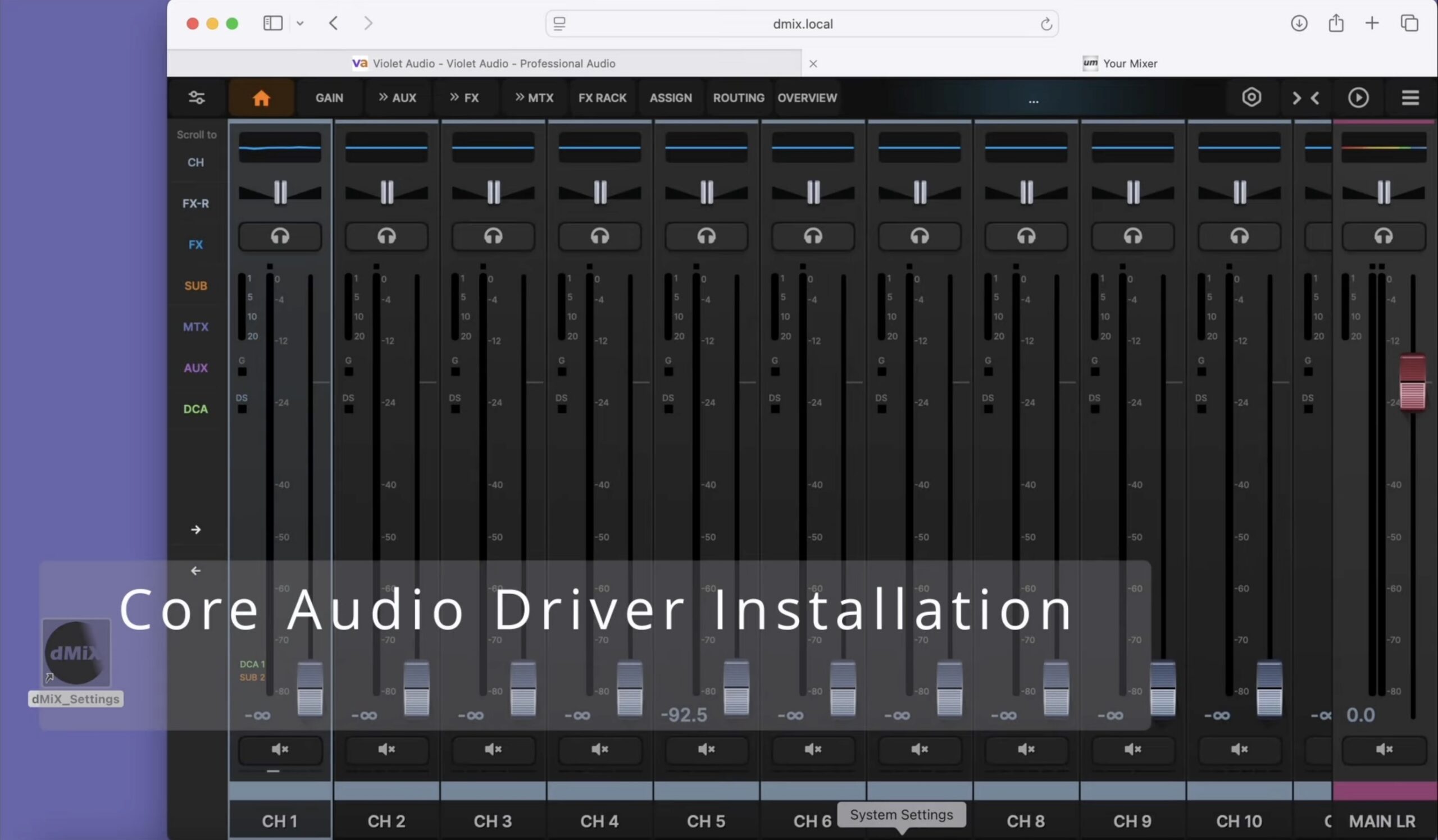 dMix 128 Core Audio driver installation video still