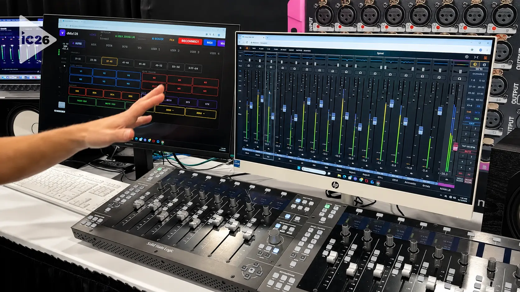 dMix 128 control software mapped to an SSL UF8 controller at InfoComm 2026