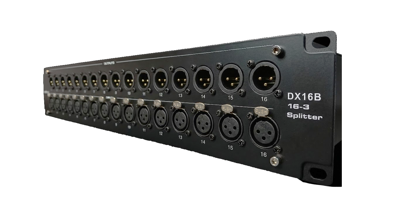 Violet Audio DX16B 16-channel passive audio splitter, three-quarter view