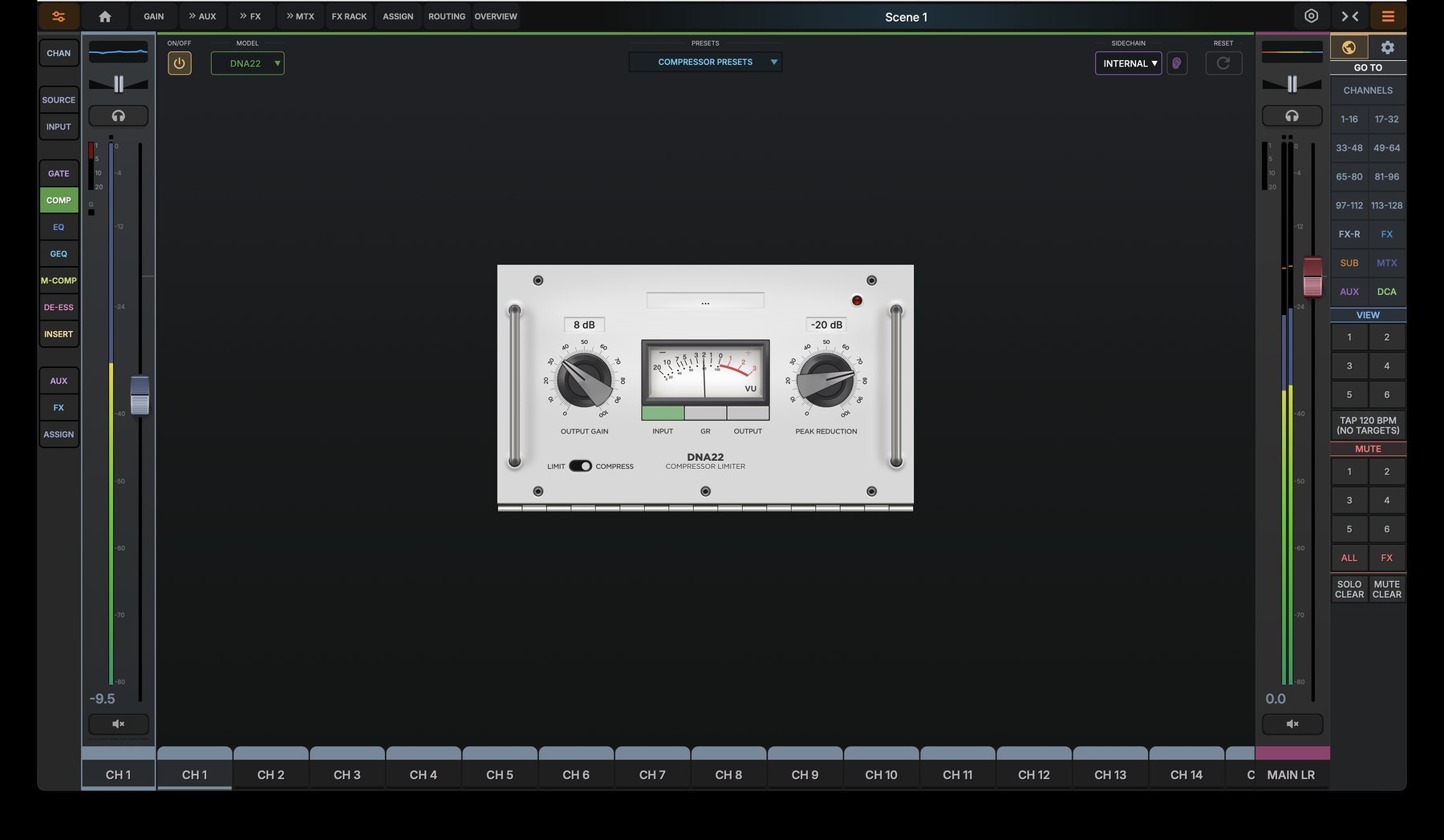 dMix 128 compressor plugin, DNA22 vintage model
