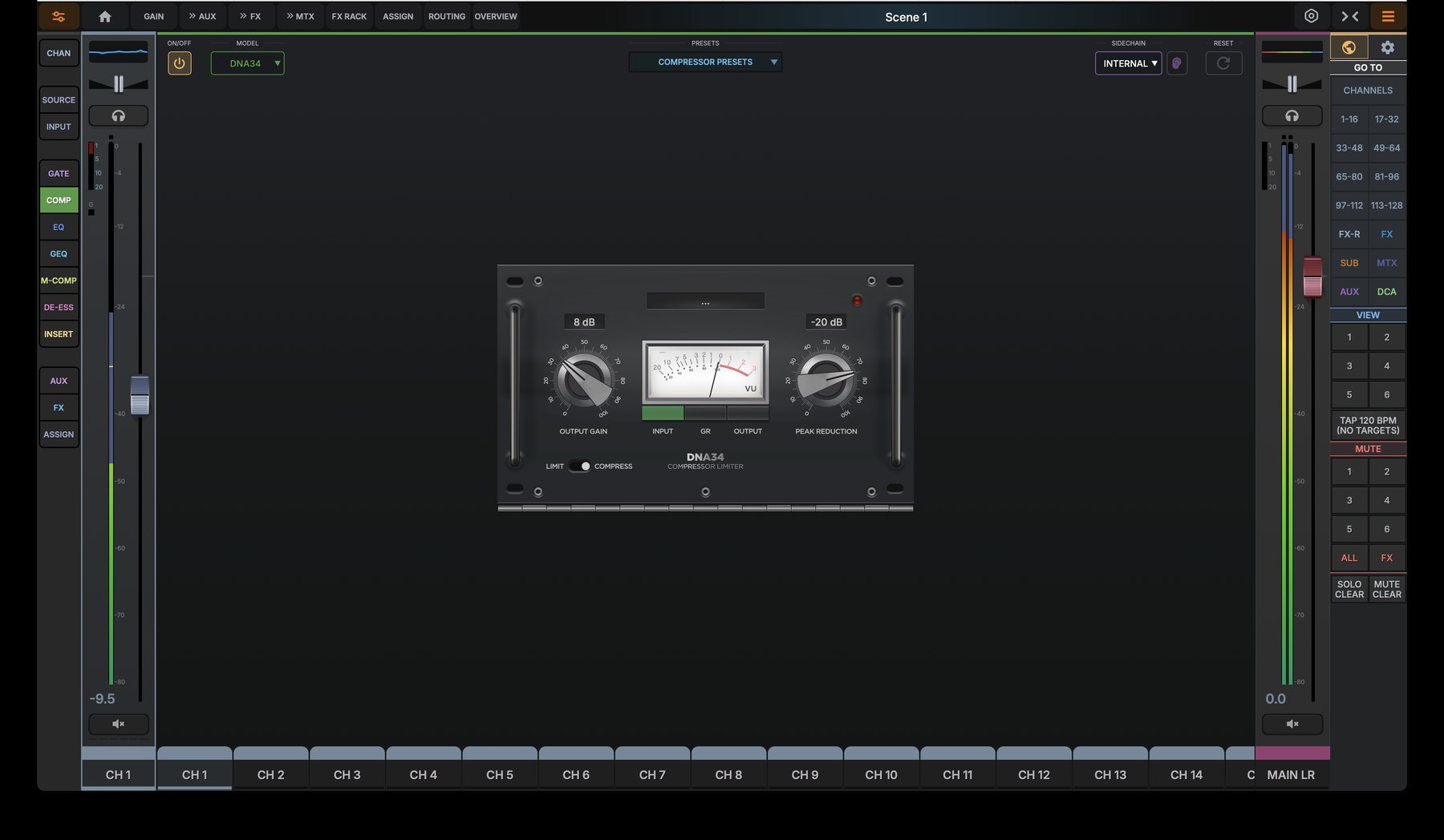 dMix 128 compressor plugin, DNA34 vintage model