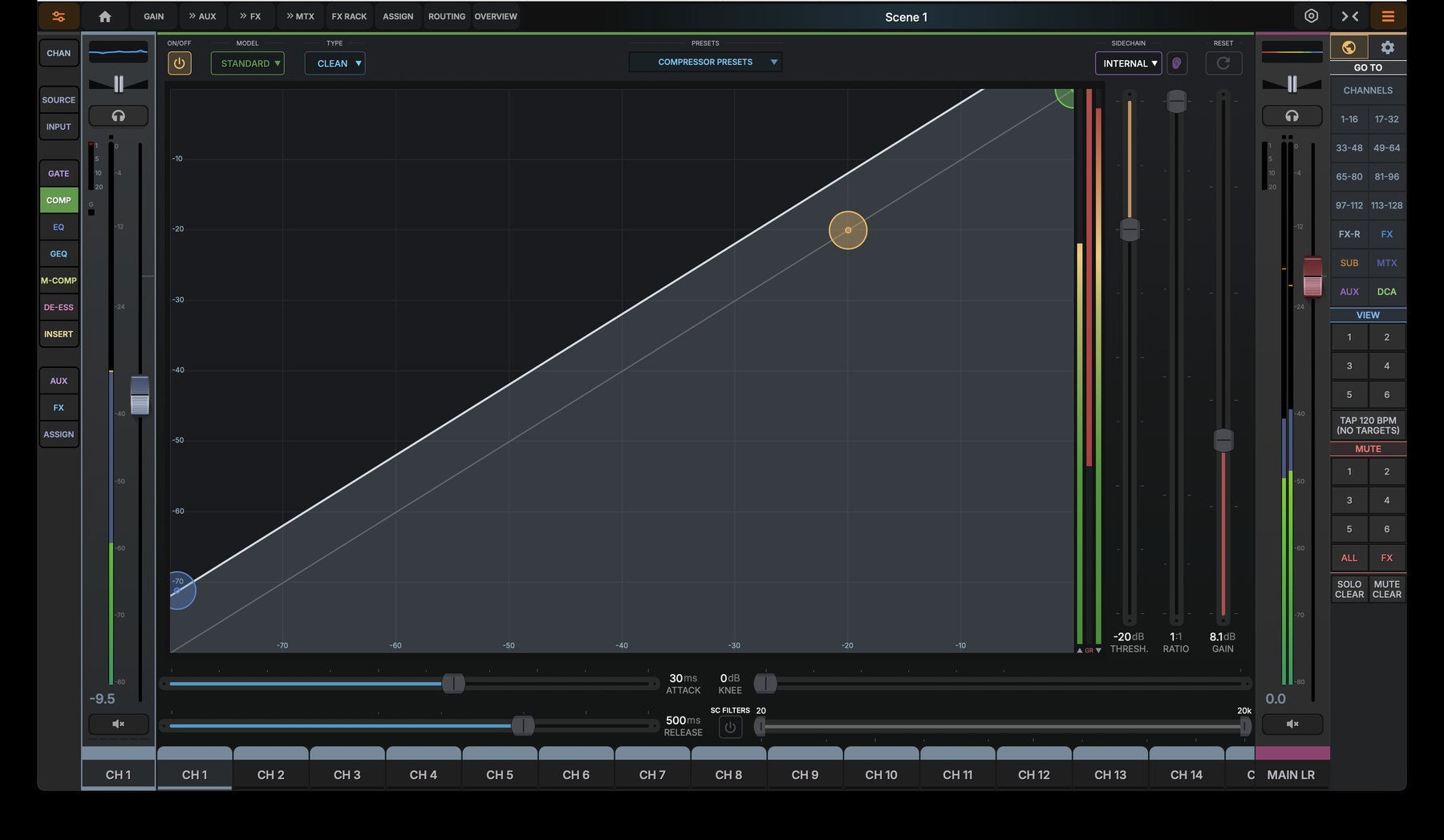 dMix 128 standard compressor plugin screen