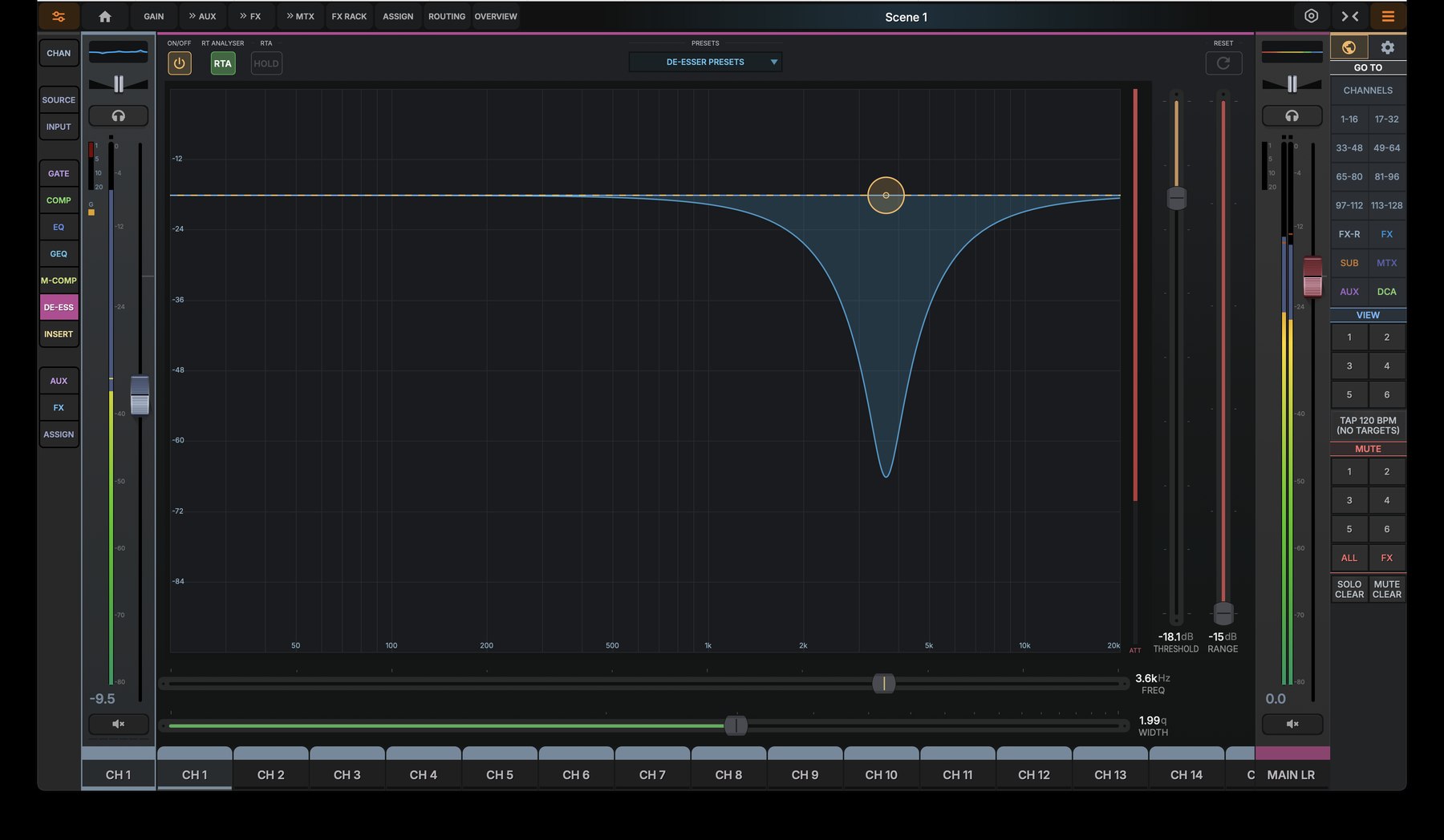 dMix 128 de-esser plugin screen