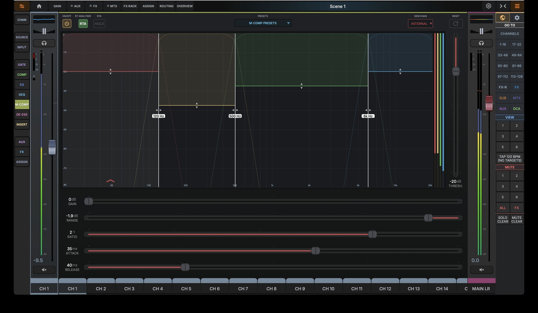 dMix 128 multiband compressor plugin screen
